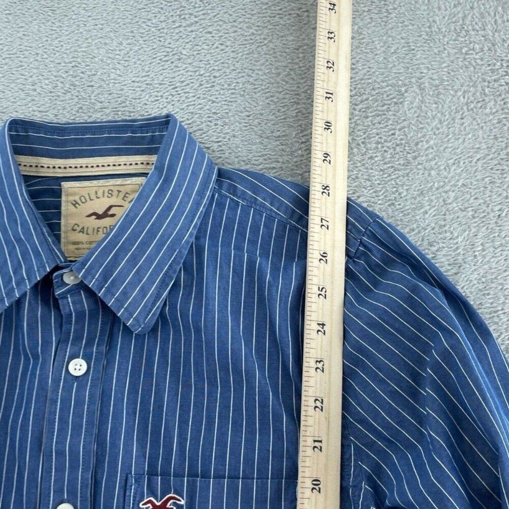 Hollister California Blue & White  Button-Up XL 100% Cotton Mens 5863 - Picture 4 of 7